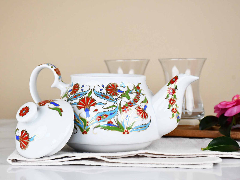 Turkish Teapot Iznik Flower Design 4 Ceramic Sydney Grand Bazaar 