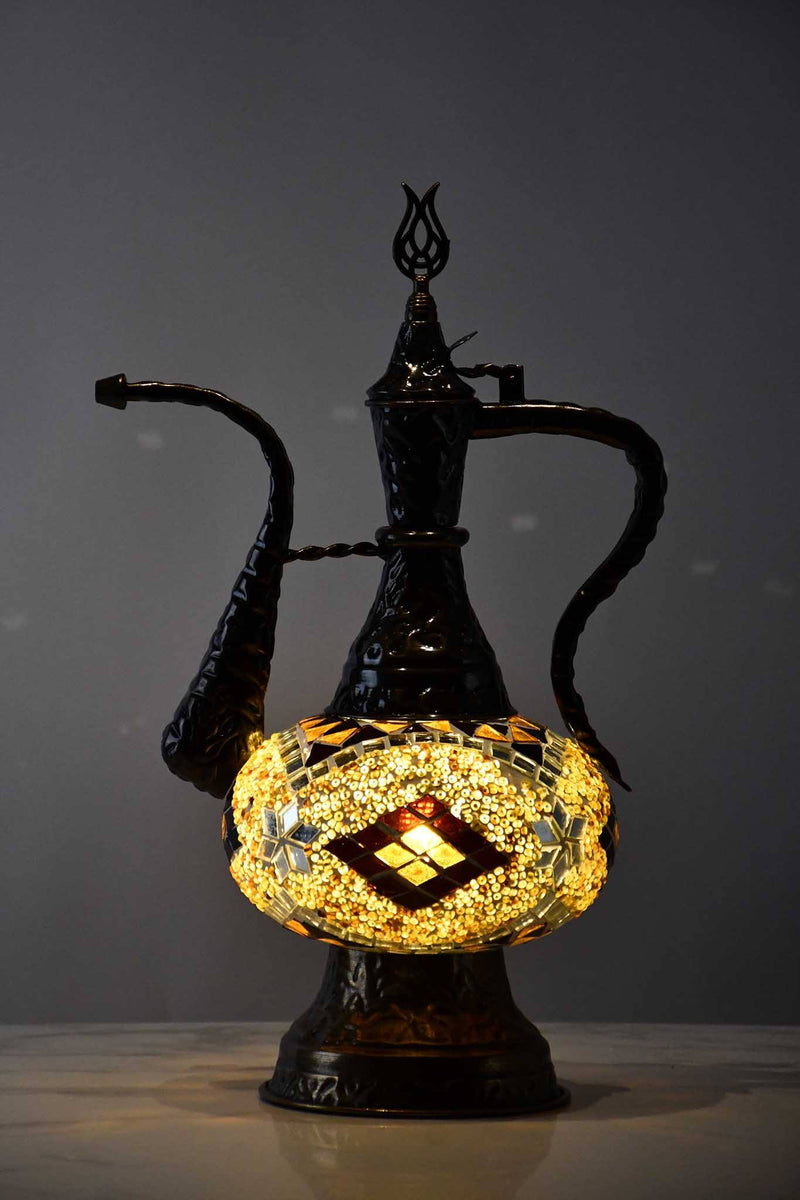 Turkish Teapot Mosaic Lamp Arch Design Brown Lighting Sydney Grand Bazaar 