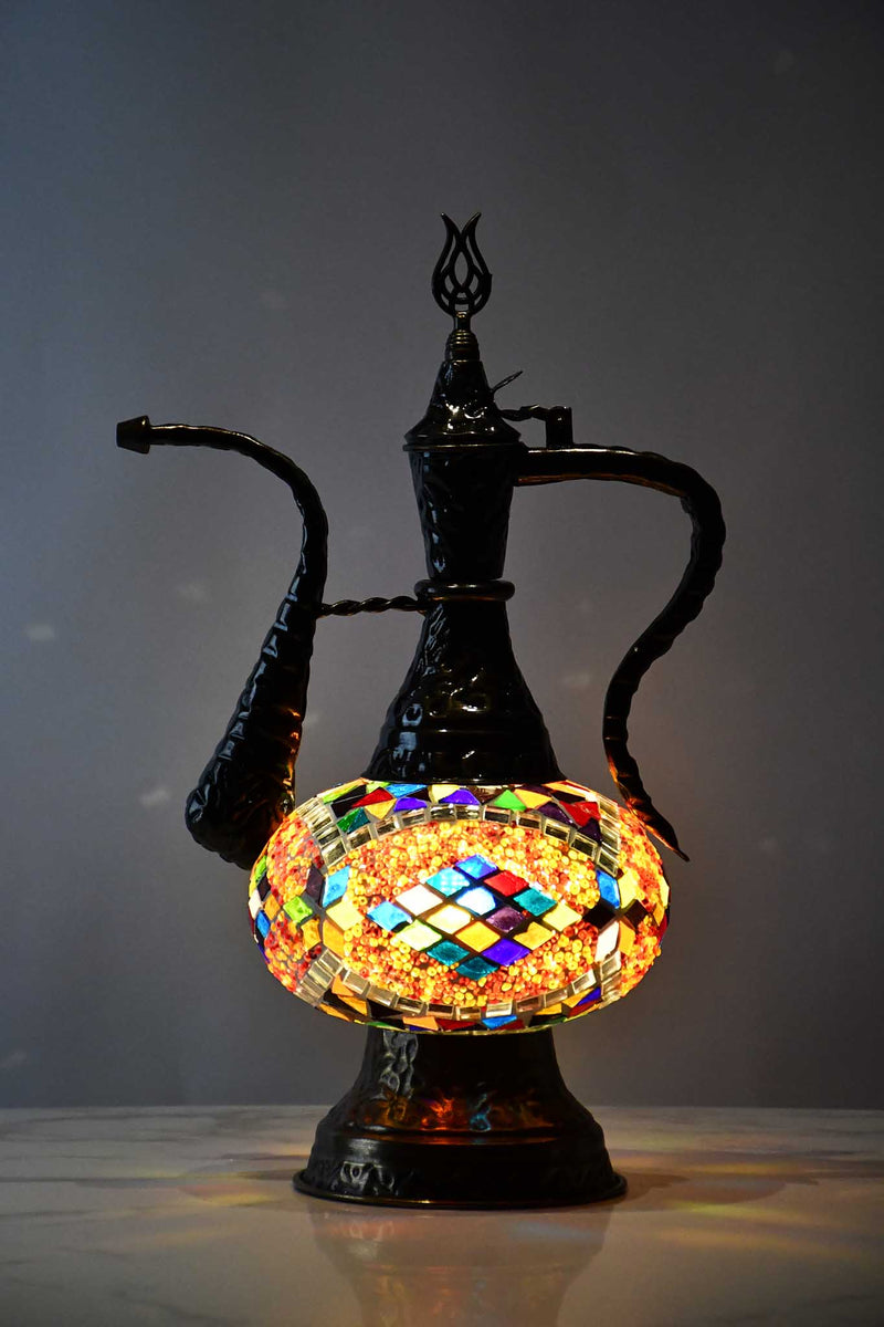 Turkish Teapot Mosaic Lamp Colourful Arch Design Orange Lighting Sydney Grand Bazaar 