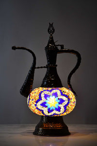 Turkish Teapot Mosaic Lamp Colourful Star Beads Blue Lighting Sydney Grand Bazaar 