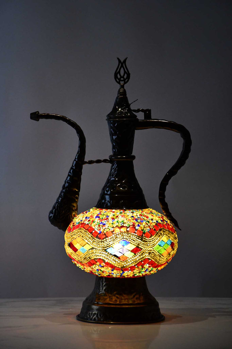 Turkish Teapot Mosaic Lamp Kilim Beads Design 1 Colourful Lighting Sydney Grand Bazaar 