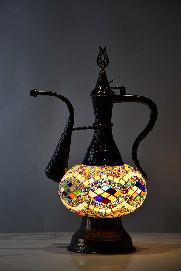 Turkish Teapot Mosaic Lamp Kilim Beads Design 2 Colourful Lighting Sydney Grand Bazaar 