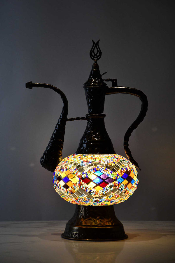 Turkish Teapot Mosaic Lamp Kilim Beads Design 3 Colourful Lighting Sydney Grand Bazaar 