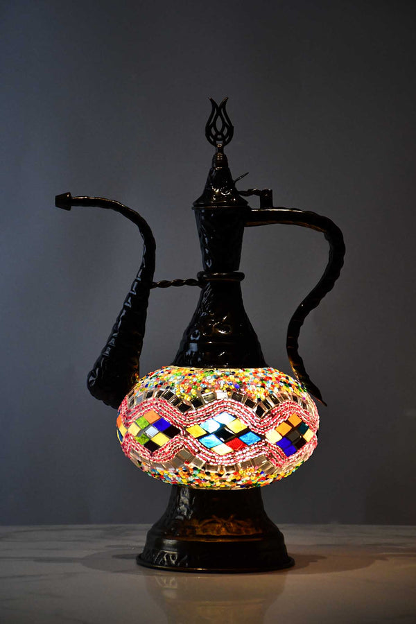 Turkish Teapot Mosaic Lamp Kilim Beads Design 4 Colourful Lighting Sydney Grand Bazaar 