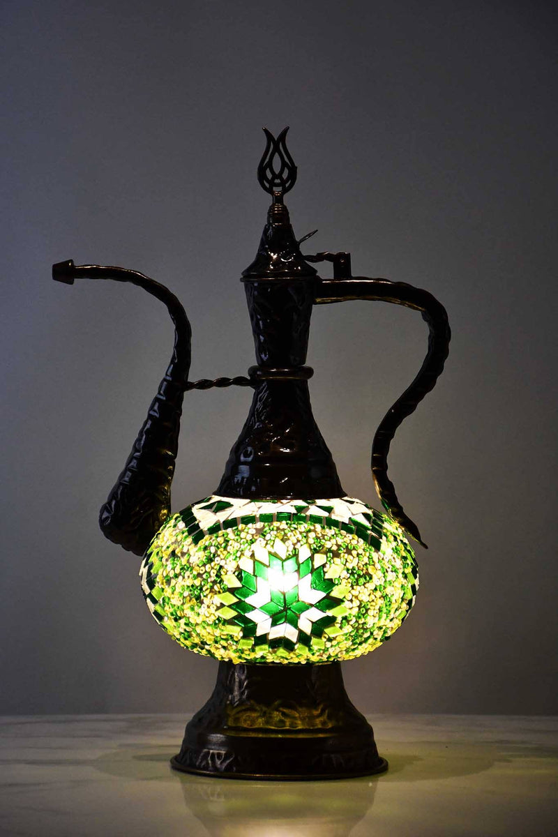 Turkish Teapot Mosaic Lamp Square Star Design Green Lighting Sydney Grand Bazaar 
