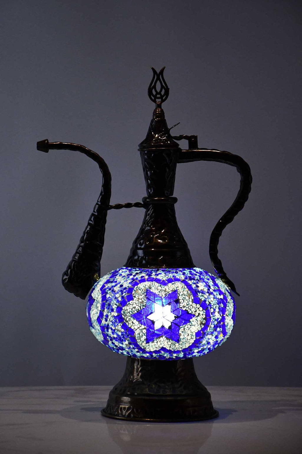 Turkish Teapot Mosaic Lamp Star Bead Design Blue Lighting Sydney Grand Bazaar 