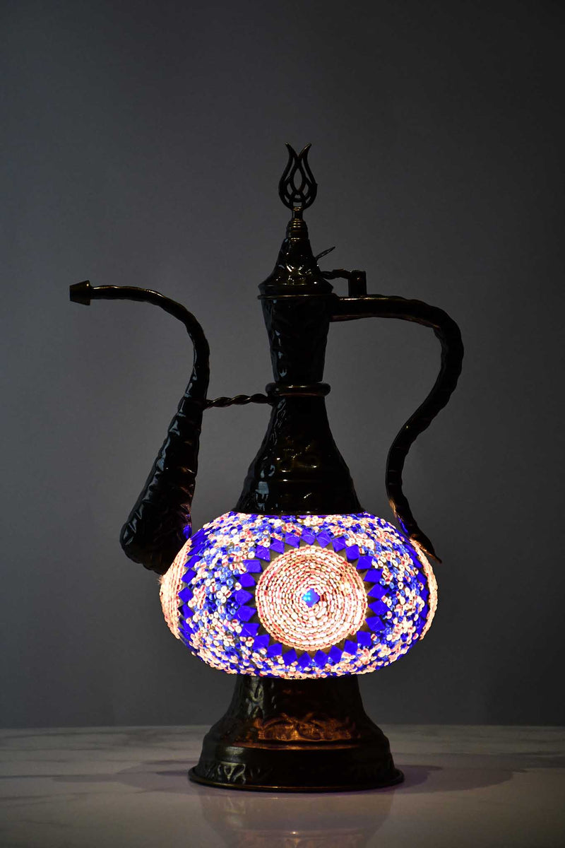 Turkish Teapot Mosaic Lamp Star Beads Circle Blue Pink Lighting Sydney Grand Bazaar 