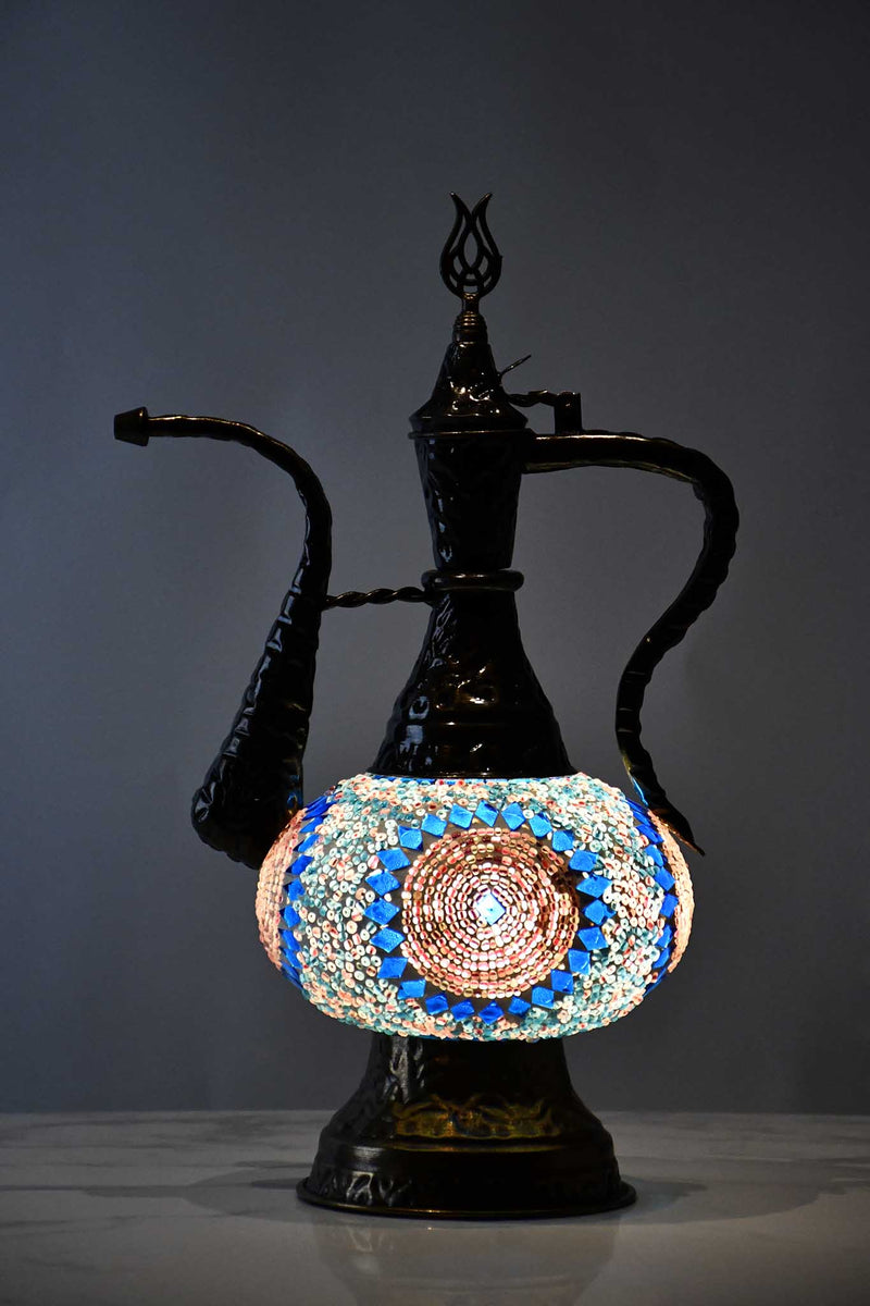 Turkish Teapot Mosaic Lamp Star Beads Circle Turquoise Pink Lighting Sydney Grand Bazaar 