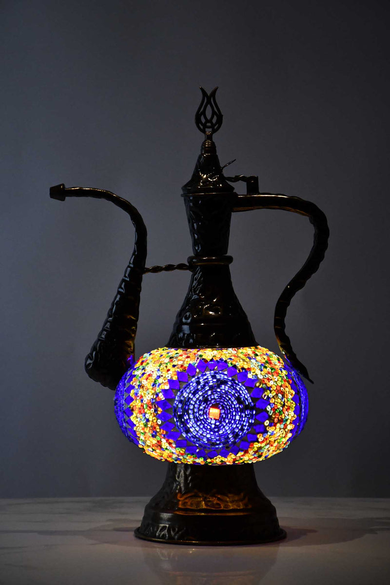 Turkish Teapot Mosaic Lamp Star Beads Design Circle Blue Lighting Sydney Grand Bazaar 