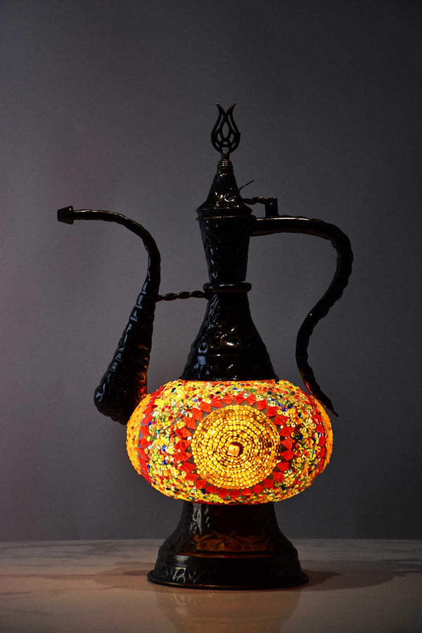 Turkish Teapot Mosaic Lamp Star Beads Design Circle Orange Lighting Sydney Grand Bazaar 