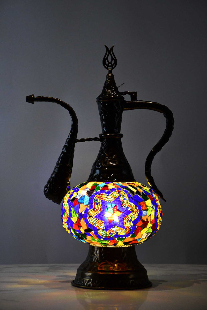 Turkish Teapot Mosaic Lamp Star Blue Design Colourful Lighting Sydney Grand Bazaar 