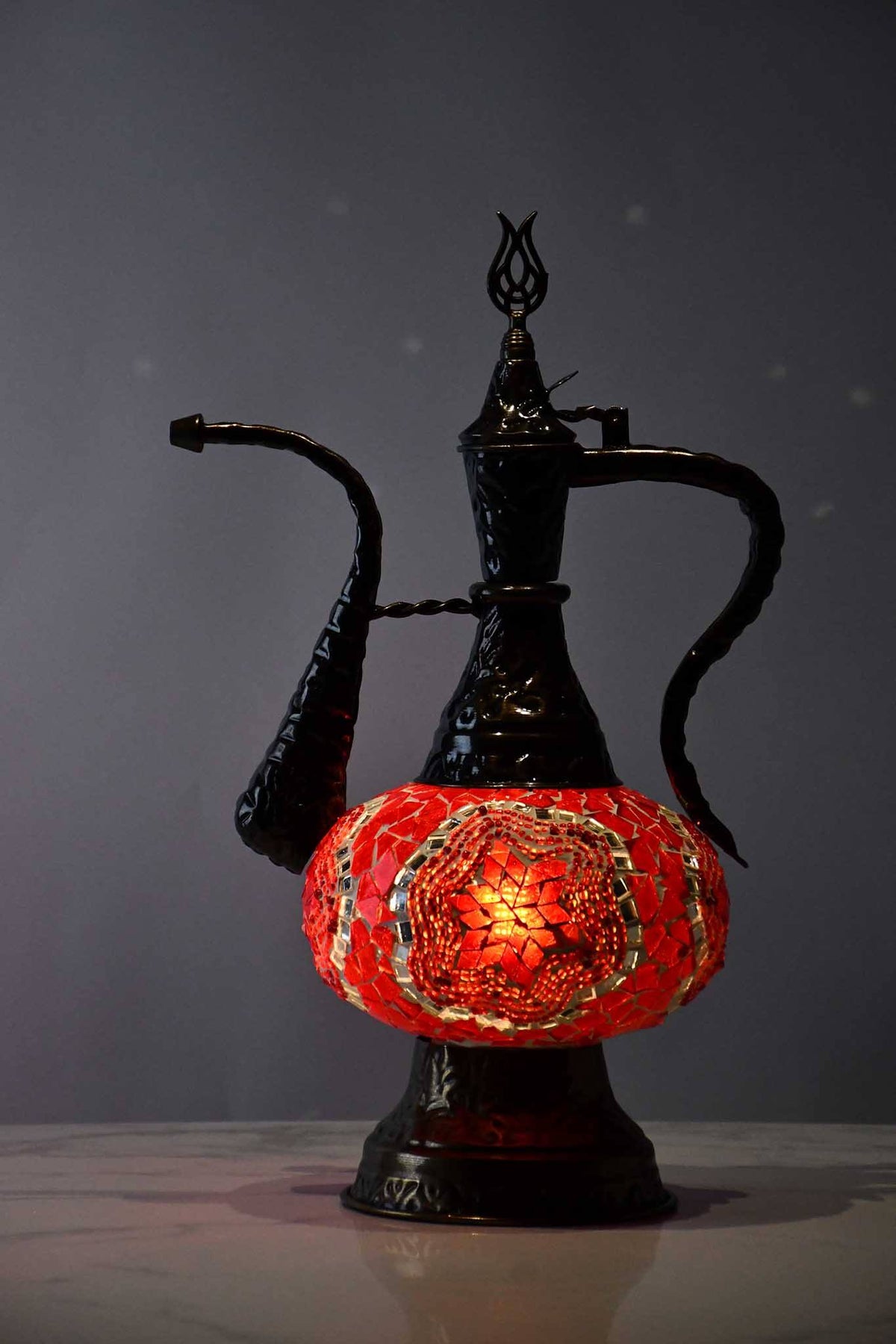 Turkish Teapot Mosaic Lamp Star Design 2 Red Lighting Sydney Grand Bazaar 
