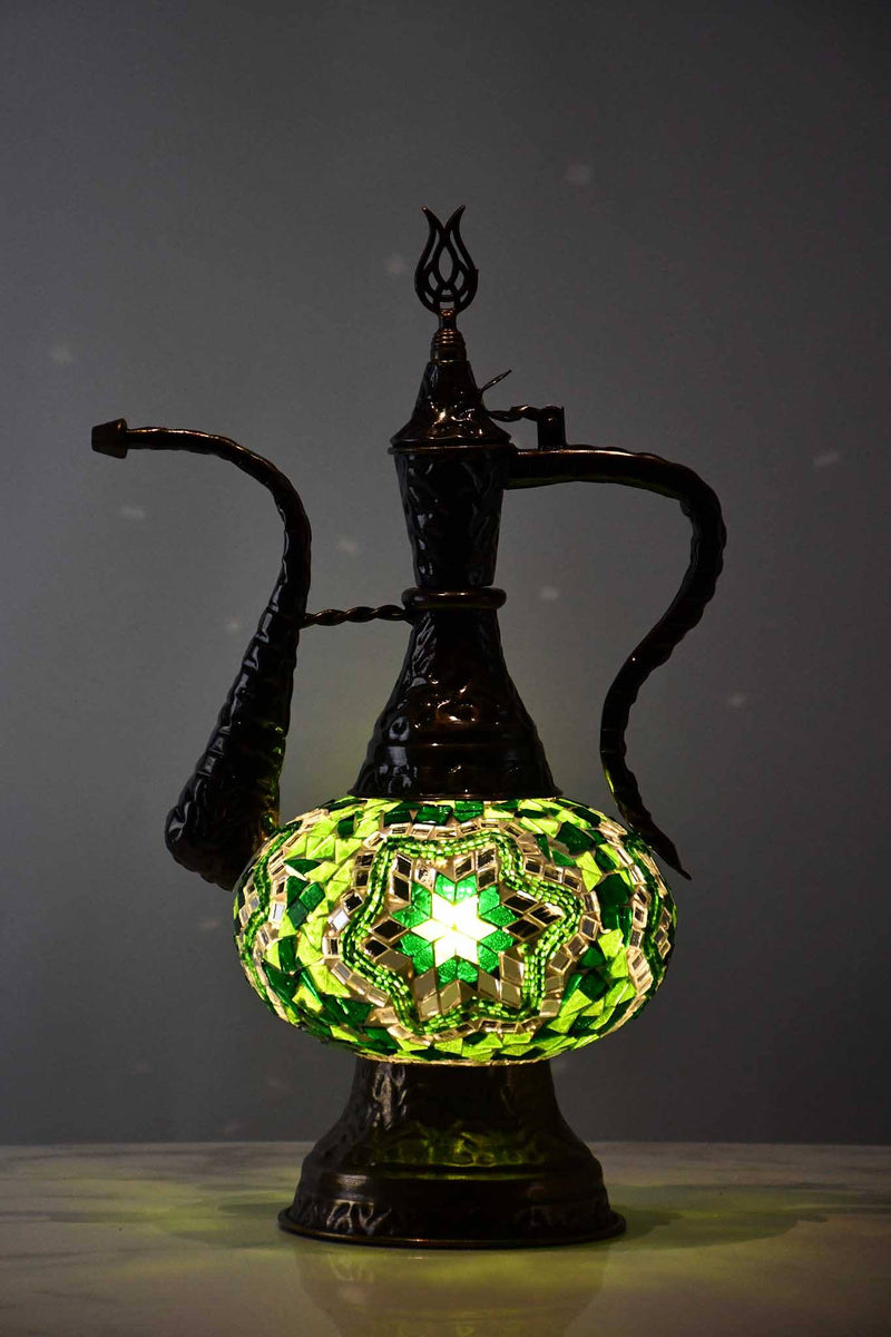 Turkish Teapot Mosaic Lamp Star Design Green Lighting Sydney Grand Bazaar 