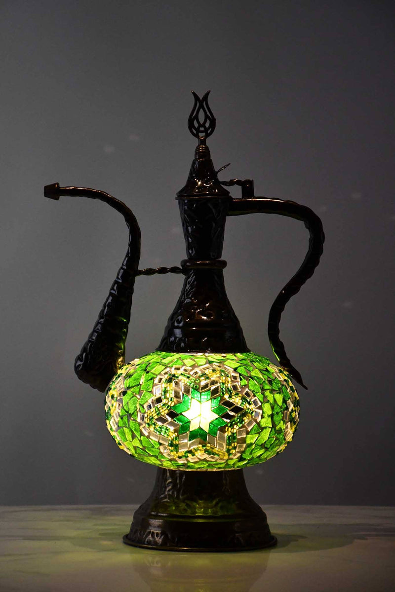 Turkish Teapot Mosaic Lamp Star Design Light Green Lighting Sydney Grand Bazaar 