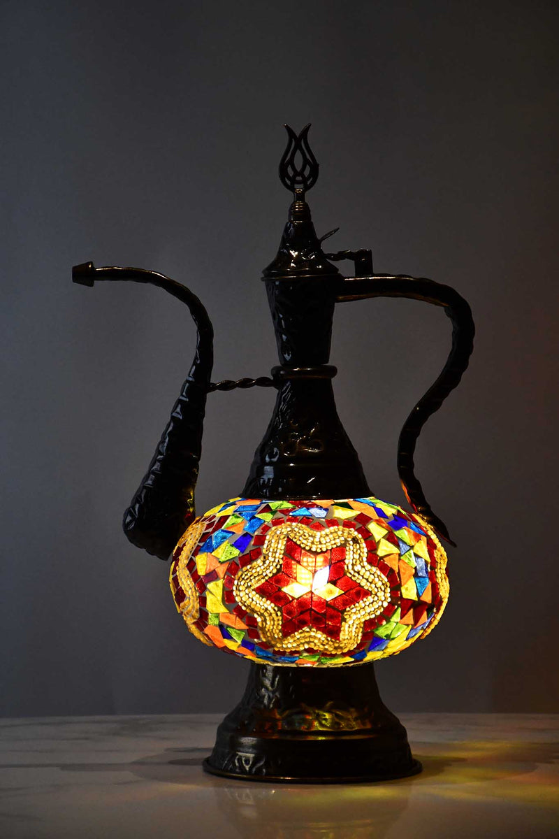Turkish Teapot Mosaic Lamp Star Red Design Colourful Lighting Sydney Grand Bazaar 