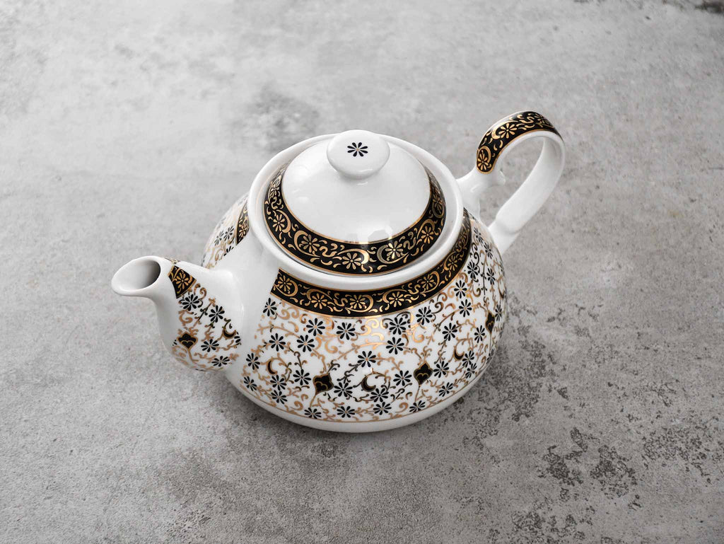 Turkish Teapot Sedef Black Daisy Ceramic Sydney Grand Bazaar 
