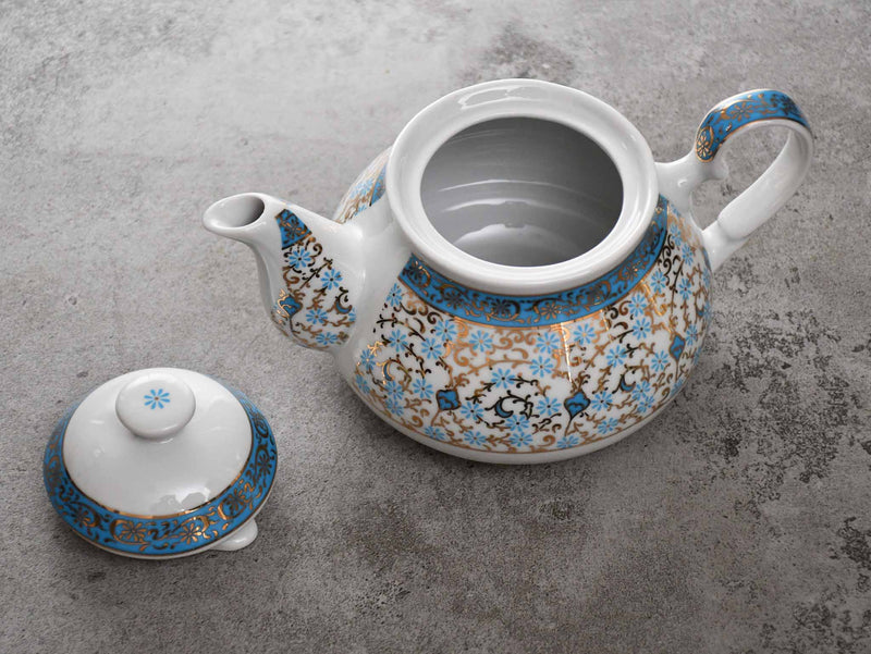 Turkish Teapot Sedef Light Blue Daisy Ceramic Sydney Grand Bazaar 