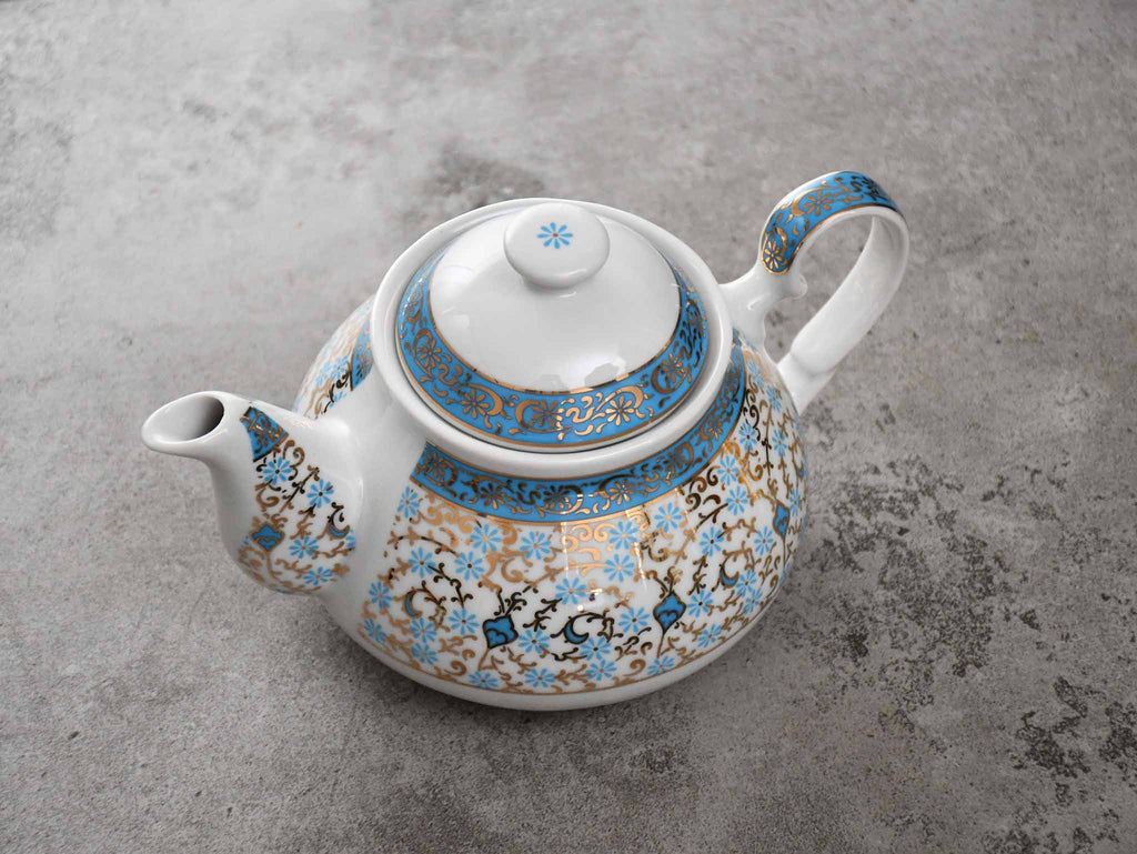 Turkish Teapot Sedef Light Blue Daisy Ceramic Sydney Grand Bazaar 
