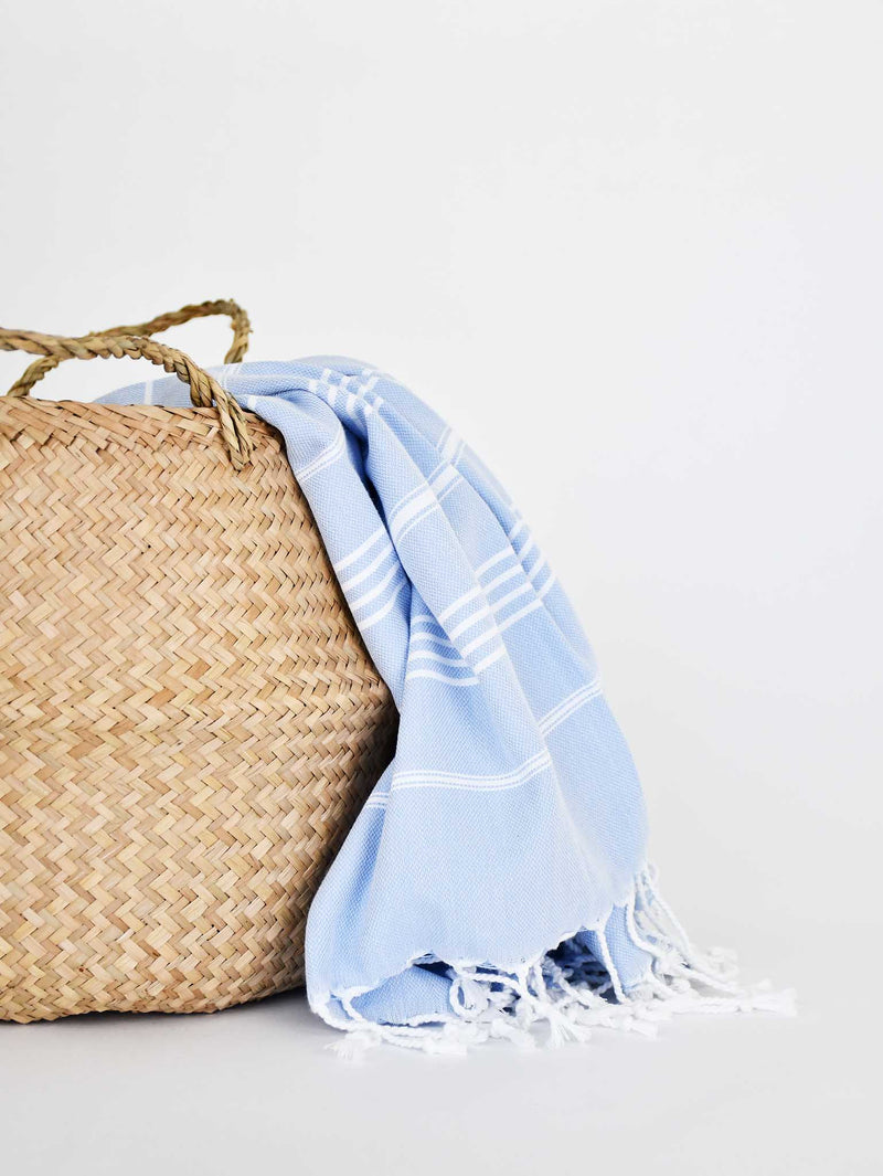 Turkish Towel Classic Striped Light Blue Turkish Towel Sydney Grand Bazaar 