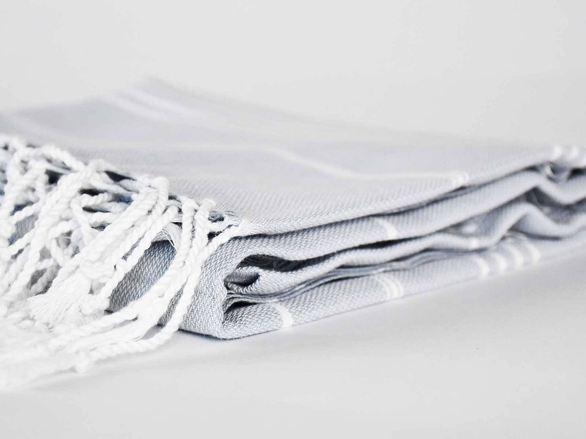 Turkish Towel Classic Striped Light Grey Turkish Towel Sydney Grand Bazaar 