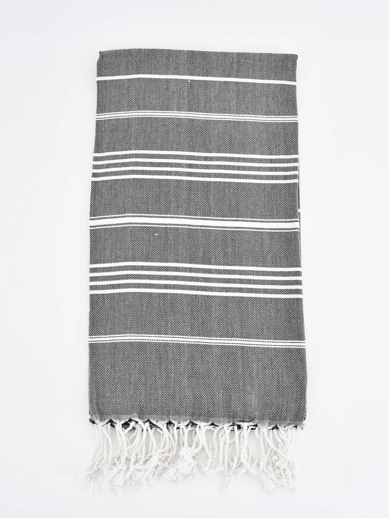 Turkish Towel Classic Striped Noir Black Turkish Towel Sydney Grand Bazaar 