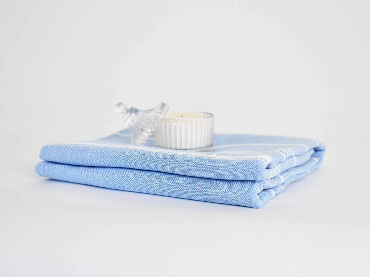 Turkish Towel Classic Striped Sky Blue Turkish Towel Sydney Grand Bazaar 