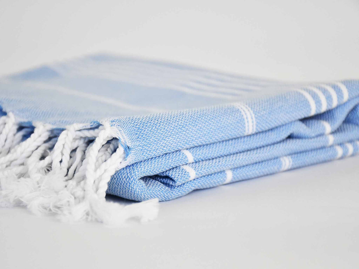 Turkish Towel Classic Striped Sky Blue Turkish Towel Sydney Grand Bazaar 