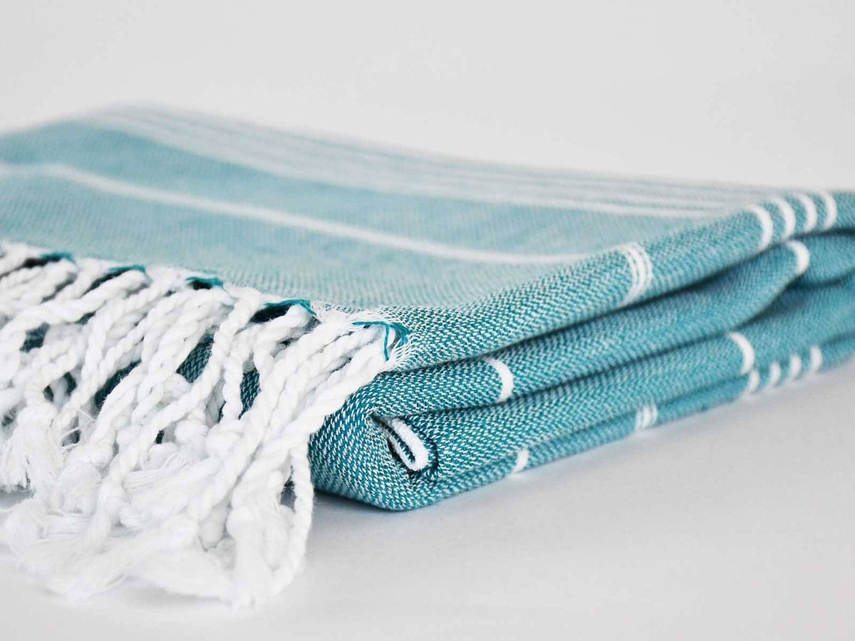 Turkish Towel Classic Striped Teal Green Turkish Towel Sydney Grand Bazaar 