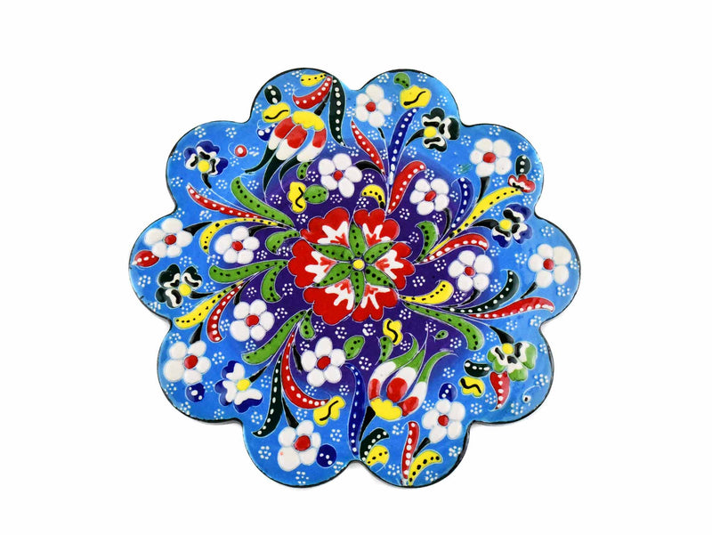 Turkish Trivet Flower Collection Two Tone Blue