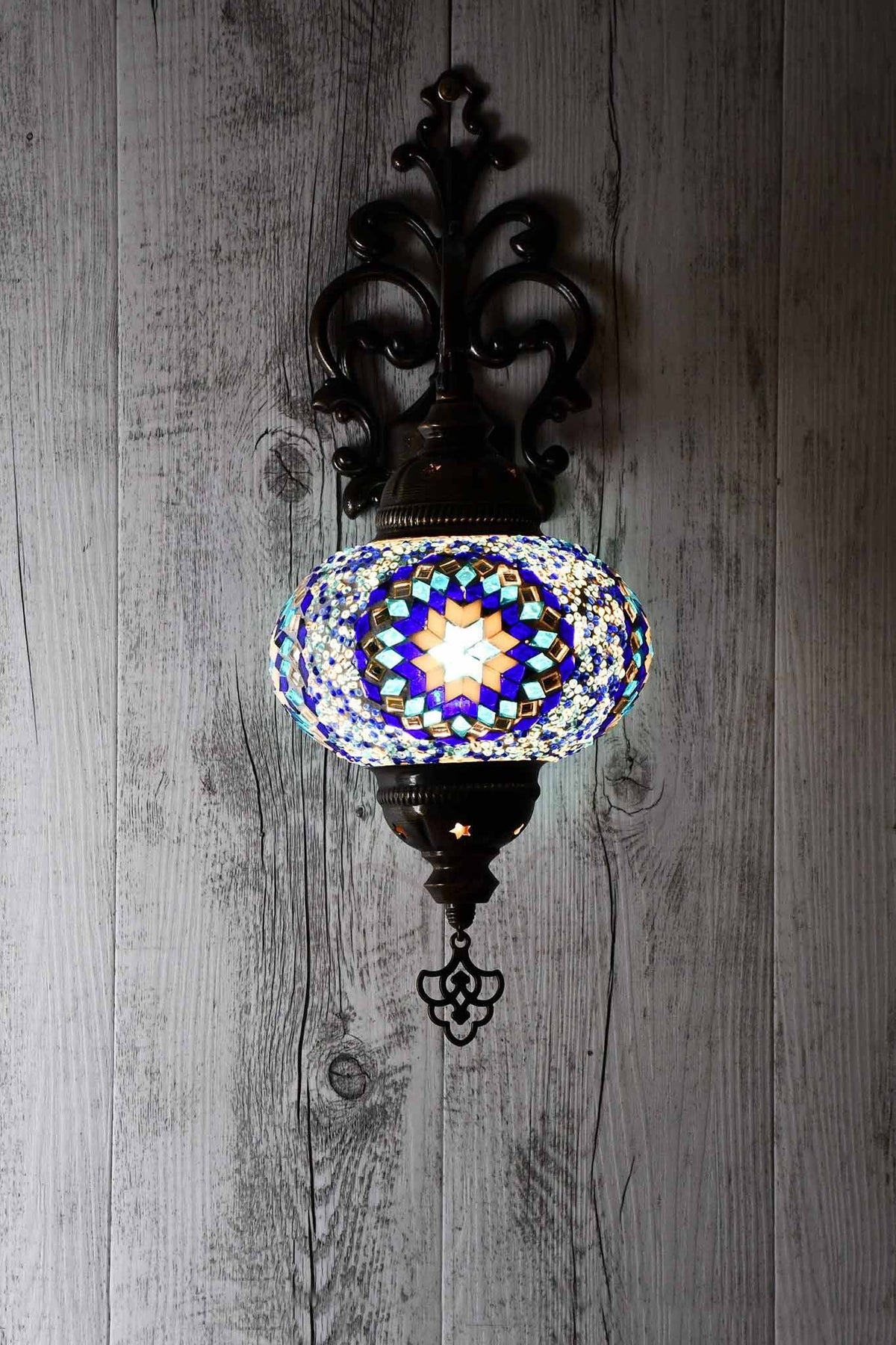 Turkish Wall Light Single Aqua Blue Round Star Lighting Sydney Grand Bazaar 