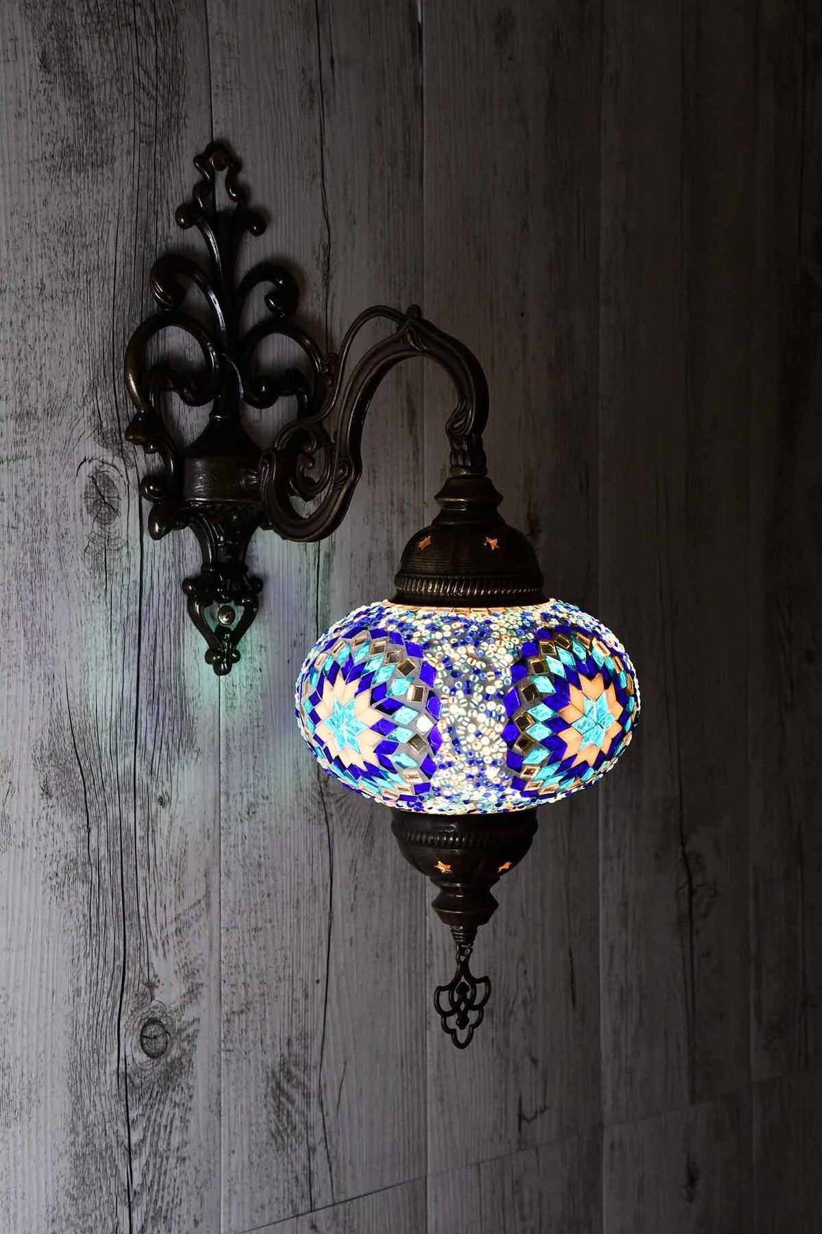 Turkish Wall Light Single Aqua Blue Round Star Lighting Sydney Grand Bazaar 