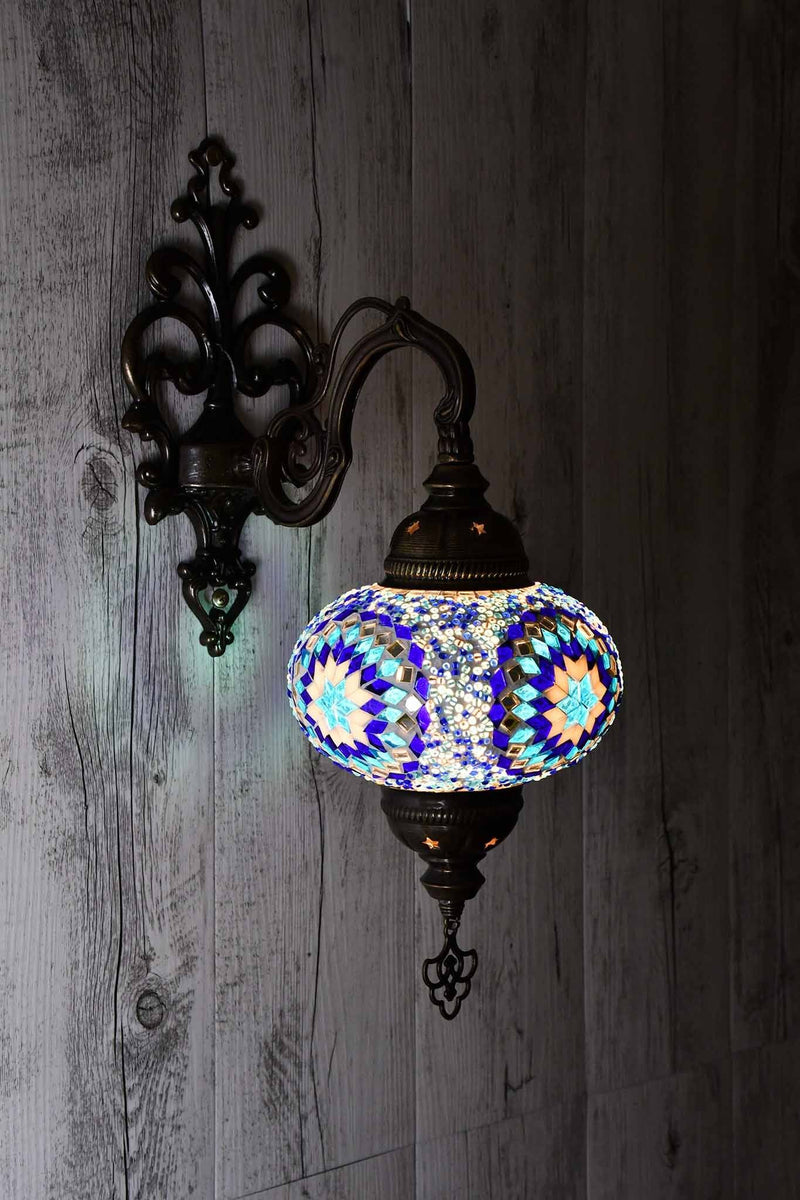 Turkish Wall Light Single White Star Beads