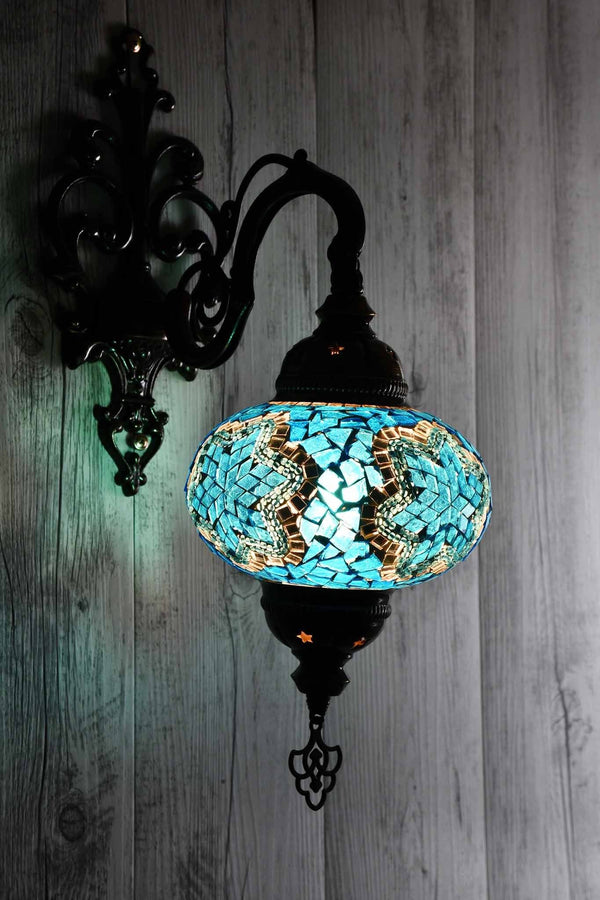 Turkish Wall Light Single Aqua Mosaic Star Lighting Sydney Grand Bazaar 