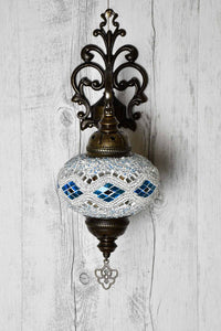 Turkish Wall Light Single Aqua White Kilim Lighting Sydney Grand Bazaar 
