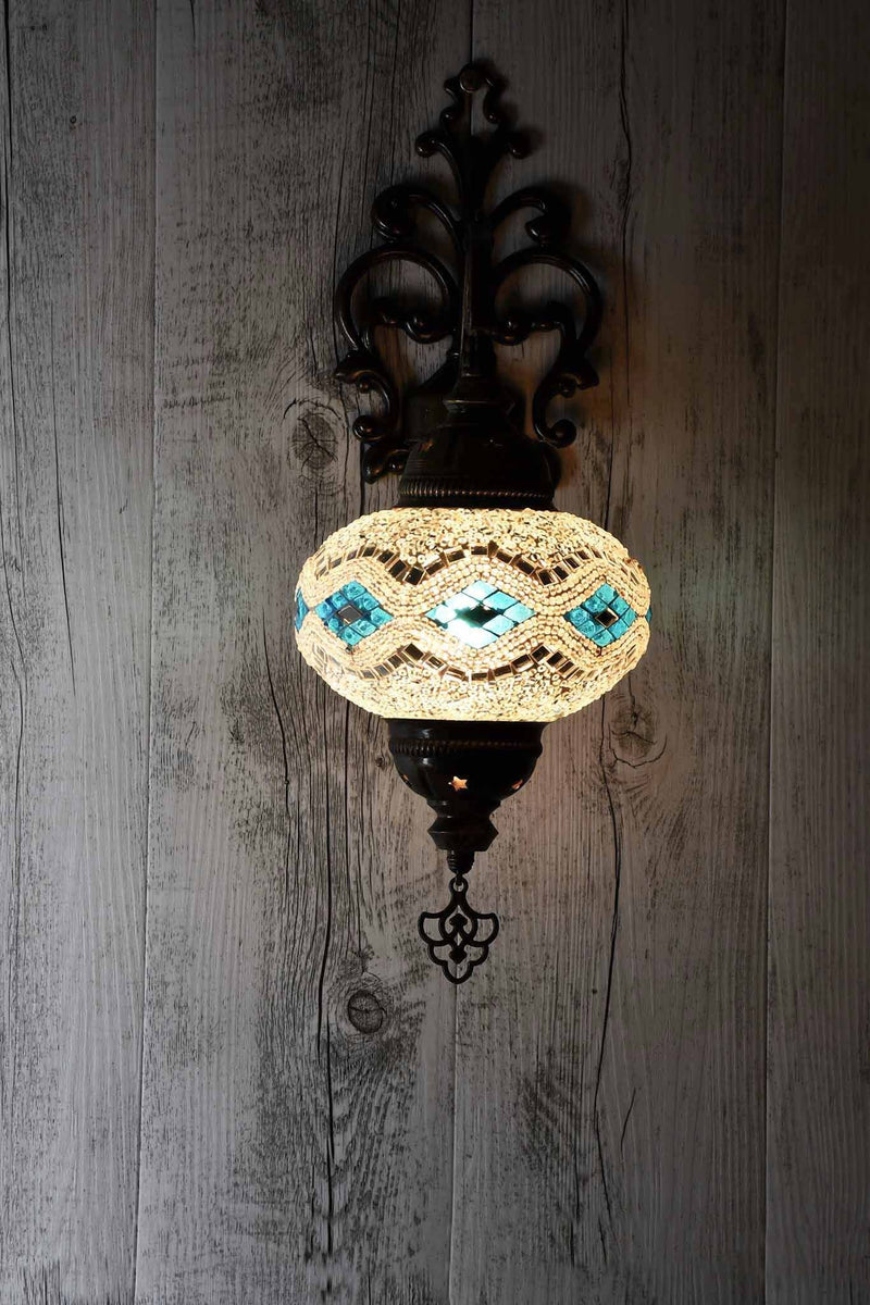 Turkish Wall Light Single White Star Beads