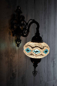 Turkish Wall Light Single Aqua White Kilim Lighting Sydney Grand Bazaar 