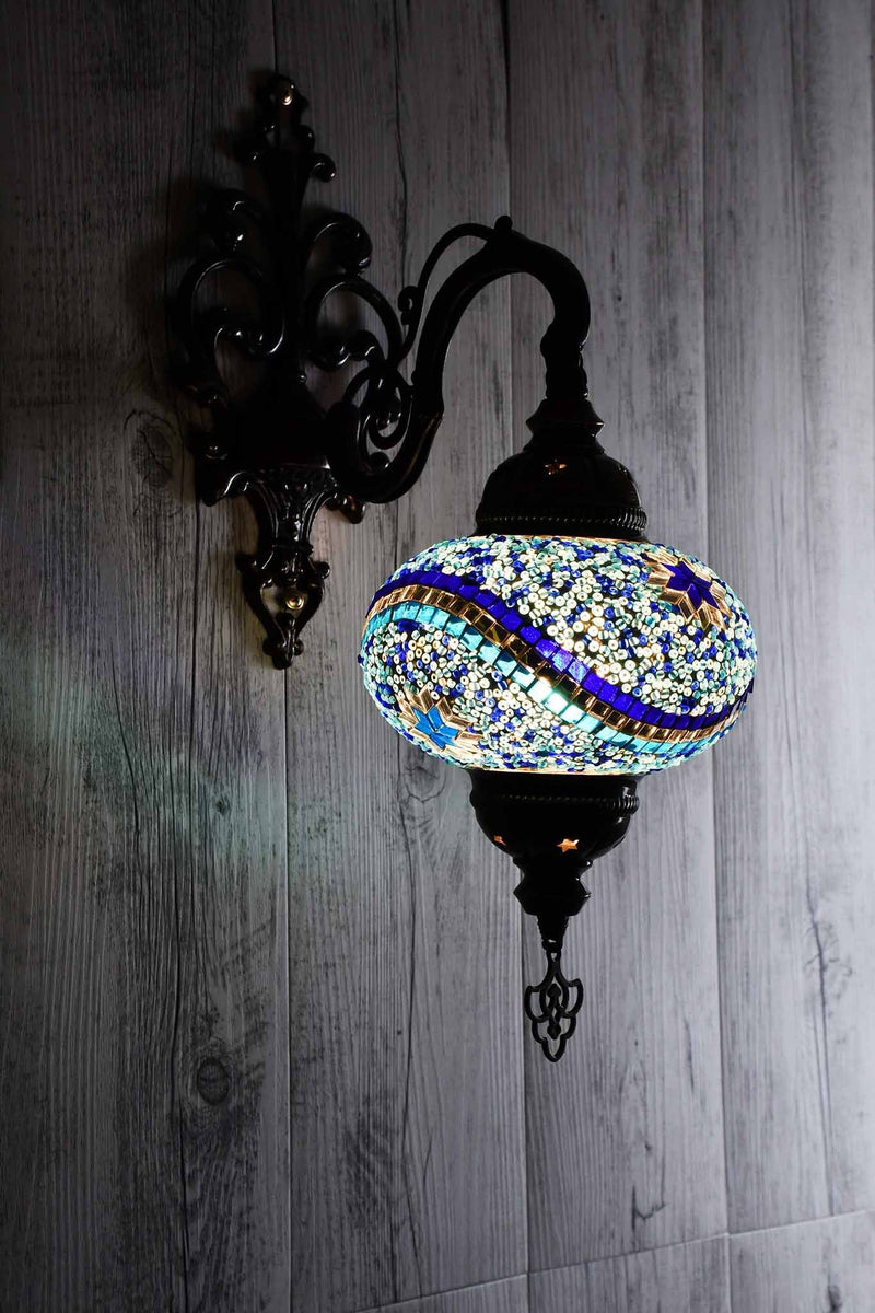 Turkish Wall Light Single White Star Beads