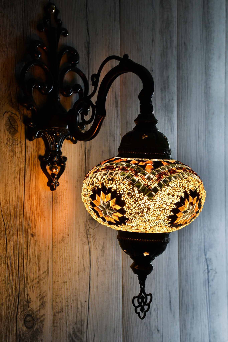 Turkish Wall Light Single White Star Beads