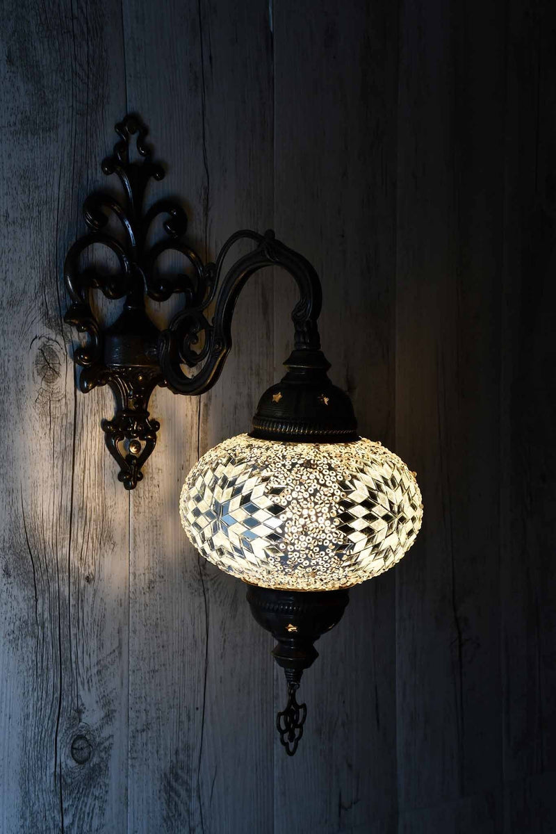 Turkish Wall Light Single White Star Beads Lighting Sydney Grand Bazaar 