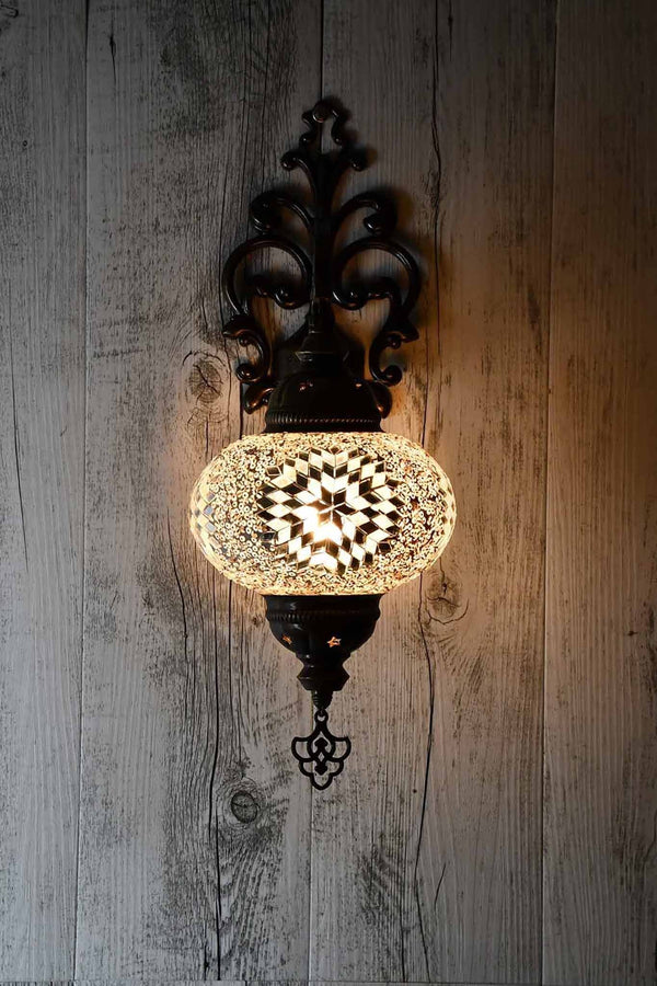 Turkish Wall Light Single White Star Beads Lighting Sydney Grand Bazaar 