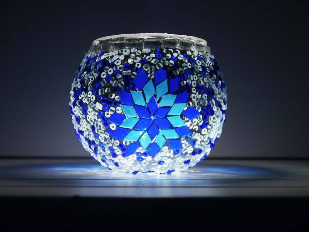 turkish mosaic candle holder blue colour