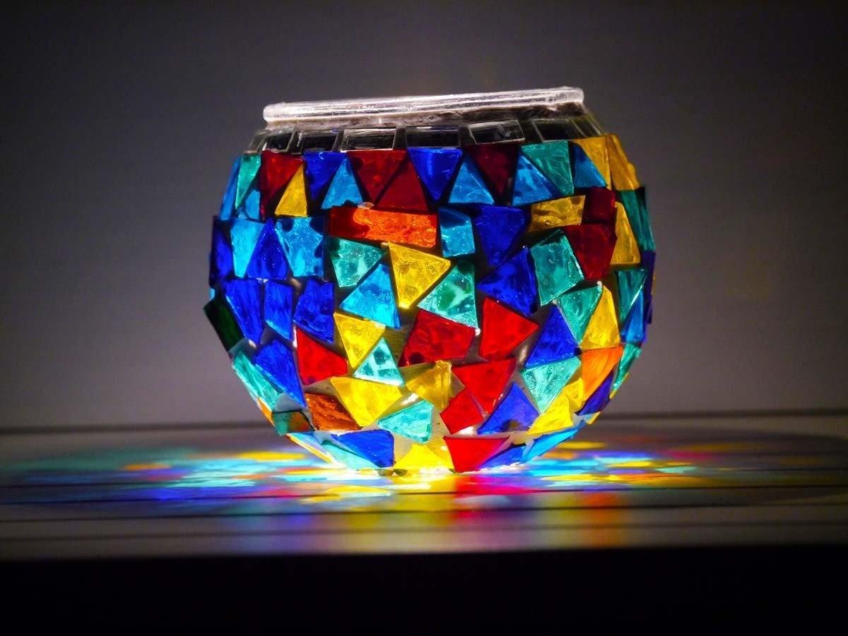turkish mosaic candle holder multicoloured