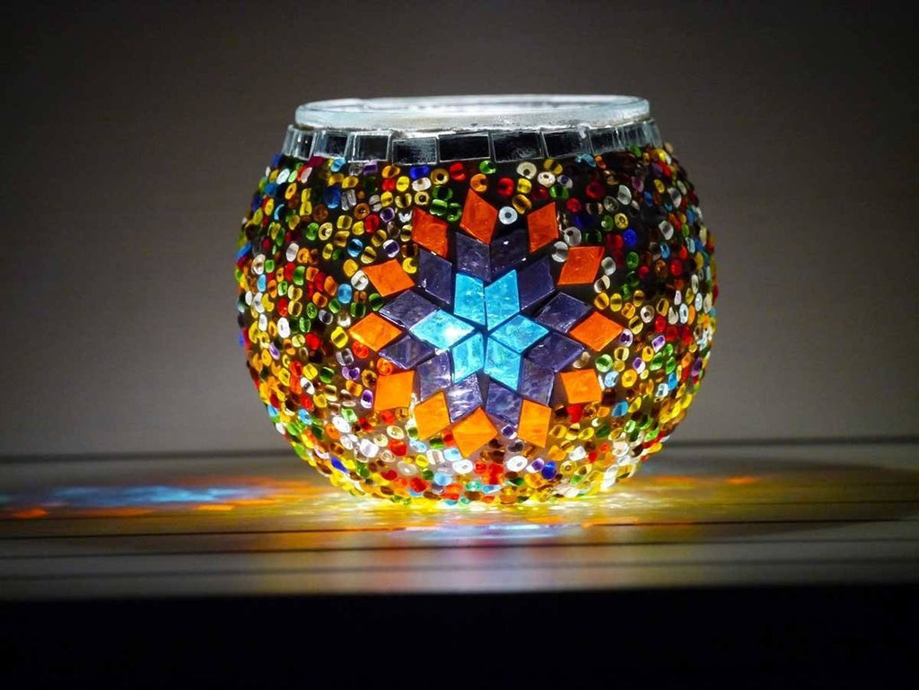 turkish mosaic candle holder multicoloured