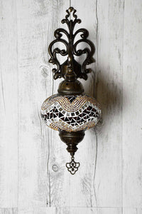 Turkish Wall Light Single Golden Brown Ziczac off light
