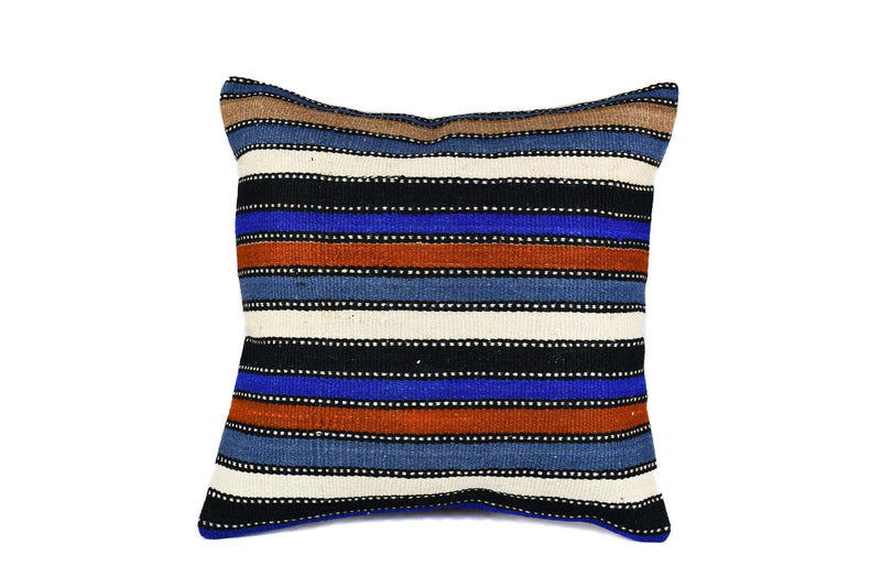 Vintage Kilim Cushion Cover Blue Stripe Textile Sydney Grand Bazaar 
