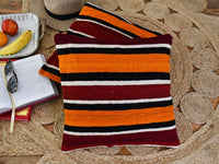 Vintage Kilim Cushion Cover Burgundy Orange Stripe Textile Sydney Grand Bazaar 