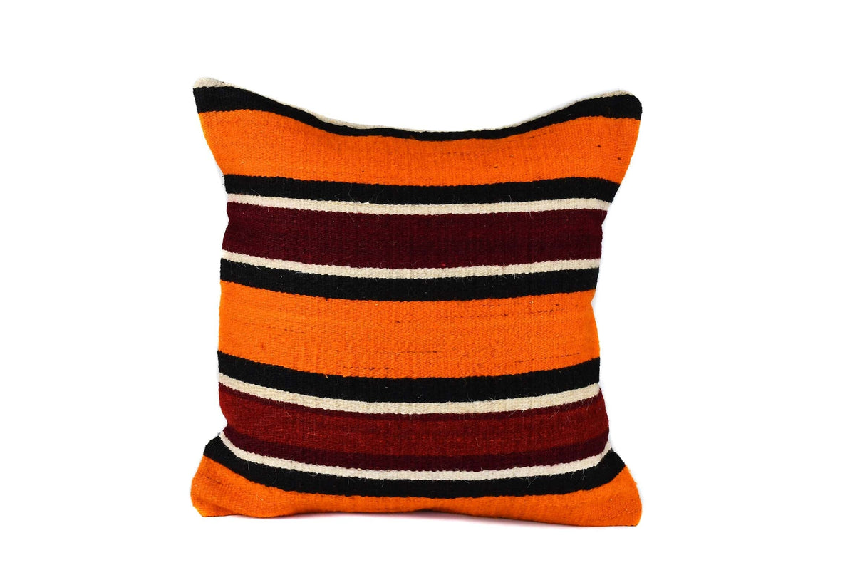 Vintage Kilim Cushion Cover Burgundy Orange Stripe Textile Sydney Grand Bazaar 1 