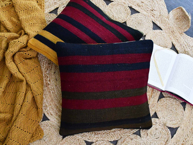 Vintage Kilim Cushion Cover Colourful Stripe Design 10 Textile Sydney Grand Bazaar 