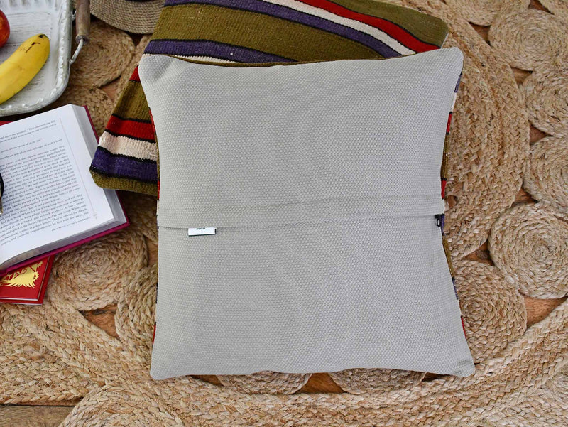 Vintage Kilim Cushion Cover Colourful Stripe Design 12 Textile Sydney Grand Bazaar 