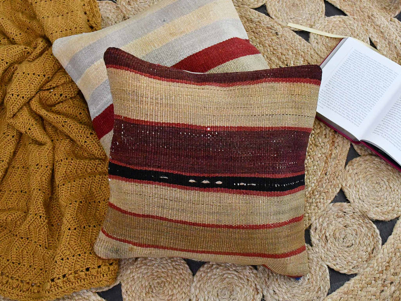Vintage Kilim Cushion Cover Colourful Stripe Design 8